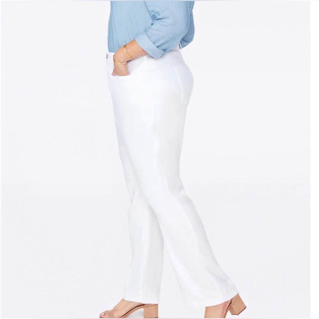 Nydj Plus Size Linen Blend Curve 360 Pants With Tummy Control Panel, Nwt , 26
